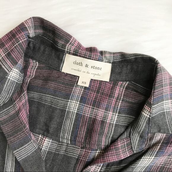 Cloth & Stone Plaid Button Down Shirt Casual XS - Picture 4 of 5